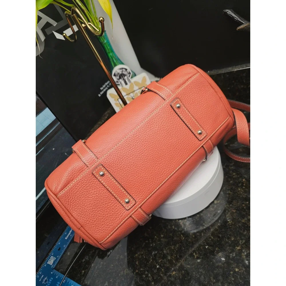 Dooney & Bourke Satchel Burnt Orange Pebbled Leather USA Tassel Crossbody Bag